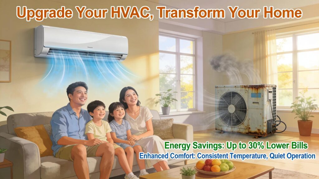 Family enjoying the benefits of an upgraded energy-efficient HVAC system